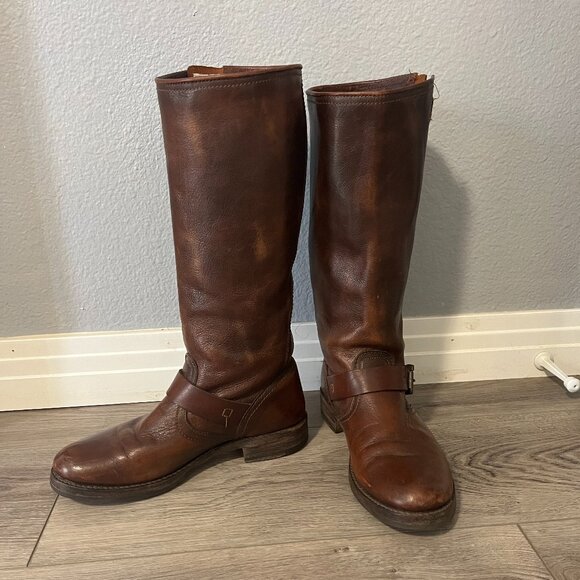 Frye Brown Leather Riding Boots - Picture 1 of 6